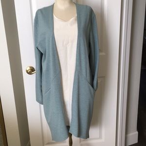 Galette size S open front Long cardigan/ duster with deep front pockets..